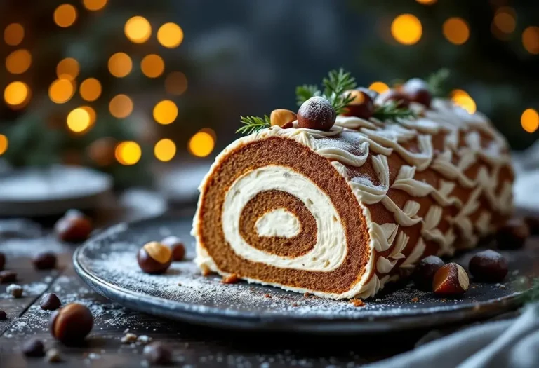 Bûche à la crème de marrons, fondante et croquante Bûche à la crème de marrons, fondante et croquante