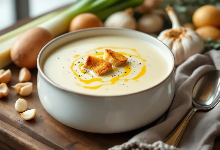 Une de mes soupes préférées : un velouté blanc ultra fondant, plein de goût et bon pour la santé