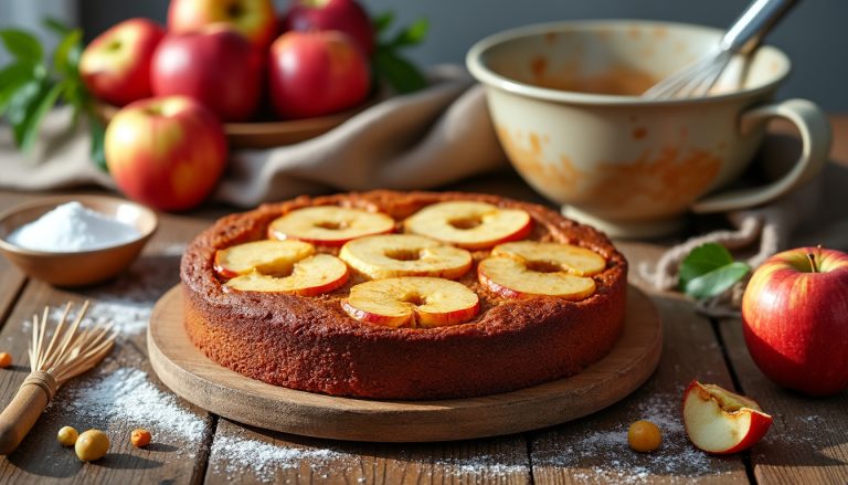 découvrez la recette facile de gâteau aux pommes de julie andrieu, un dessert moelleux et savoureux parfait pour toutes les occasions.